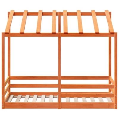 Kinderbed met bedhuis 80x160 cm massief grenenhout wasbruin