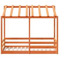 Kinderbed met bedhuis 80x160 cm massief grenenhout wasbruin - thumbnail