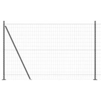 VidaXL Hek met paal grijs 1,5 x 10 m staal en pvc - thumbnail