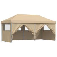 Partytent inklapbaar pop-up met 4 zijwanden beige - thumbnail