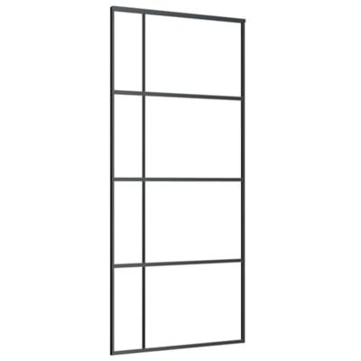 VidaXL Schuifdeur 90x205 cm mat esg-glas en aluminium zwart VidaXL Schuifdeur 90x205 cm mat esg-glas en aluminium zwart