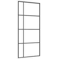VidaXL Schuifdeur 90x205 cm mat esg-glas en aluminium zwart - thumbnail
