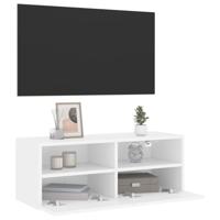 Tv-wandmeubel 80x30x30 cm bewerkt hout wit - thumbnail