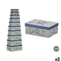Decoratieve Doos Pincello Blauw Karton (2 Stuks) - thumbnail