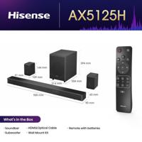 Hisense AX5125H 5.1.2 Kanaals 500 W Dolby Atmos Soundbar met Draadloze Subwoofer & Up Firing Luidsprekers & Turly Draadloze Achterluidsprekers - thumbnail