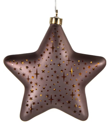 B.O.T. Star Glass Matt Bronze With Stars 19 cm kerstverlichting Anna's Collection - Annas collection B.O.T. Star Glass Matt Bronze With Stars 19 cm kerstverlichting Anna's Collection - Annas collection