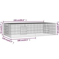 VidaXL Konijnenkooi met 2 panelen 220x110x55 cm gegalvaniseerd ijzer - thumbnail