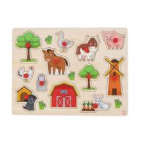 Noppenpuzzel Hout Boerderij, 12st. - thumbnail