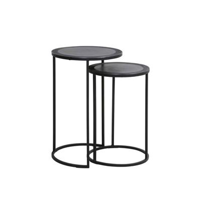 Light & Living Bijzettafel 'Talca' Set van 2 stuks, 35/40cm, kleur Antiek Lood