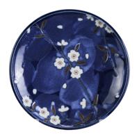 Blauw/Witte Bord met Kers Figuur - Tokyo Design Studio - Blue Sakura - 19.5 cm - thumbnail