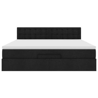 Ottoman bed met matras en LED's 160x200cm stof zwart