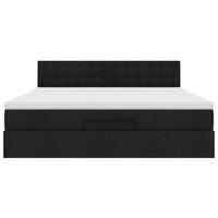 Ottoman bed met matras en LED's 160x200cm stof zwart - thumbnail