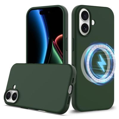 Lunso iPhone 17 hoesje - Flexibel siliconen Backcover met MagSafe - Groen
