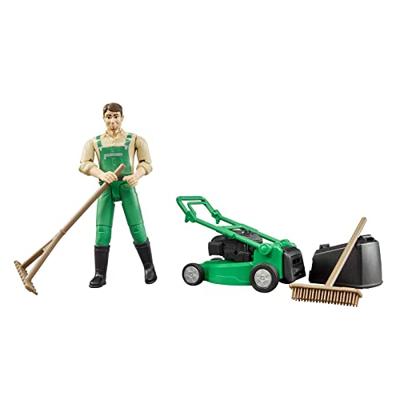 62103 Bruder Figuur Tuinman met Grasmaaier - thumbnail