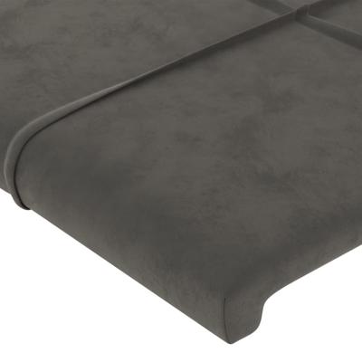 Hoofdbord met randen 103x16x118/128 cm fluweel donkergrijs - thumbnail