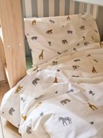 Bedset dekbedovertrek + kussensloop essentials voor kinderen WILD ANIMALS, met gerecycled katoen wit, bedrukt - thumbnail