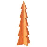Kerstdecoratie kerstboom 112 cm massief grenenhout wasbruin - thumbnail