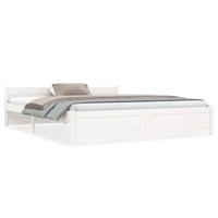 Bedframe massief hout wit 150x200 cm - thumbnail