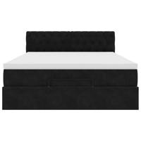 Ottoman bed met matras 140x190cm fluweel zwart - thumbnail