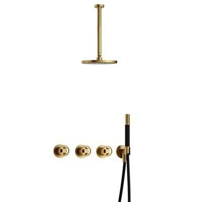 Hotbath Cobber IBSW70 Regendoucheset inbouw - 30cm plafondarm - 20cm ronde hoofddouche - staafhanddouche - Geborsteld messing PVD IBSW70BBP3 Hotbath Cobber IBSW70 Regendoucheset inbouw - 30cm plafondarm - 20cm ronde hoofddouche - staafhanddouche - Geborsteld messing PVD IBSW70BBP3