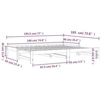 Slaapbank met onderschuifbed 90x190 cm massief grenenhout - thumbnail