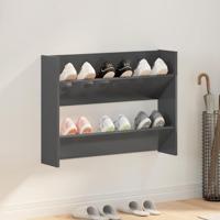 VidaXL Wandschoenenkast 80x18x60 cm bewerkt hout hoogglans grijs - thumbnail
