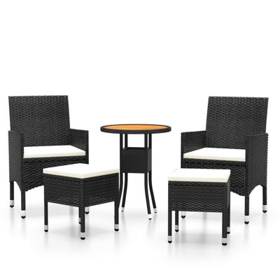5-delige Loungeset poly rattan zwart