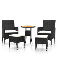 5-delige Loungeset poly rattan zwart - thumbnail