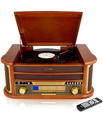 Denver MCR-50 USB-platenspeler Hout