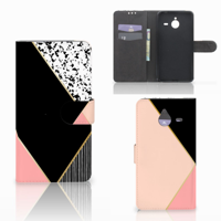 Microsoft Lumia 640 XL Bookcase Zwart Roze Vormen - thumbnail