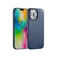 Accezz MagSafe Leather Backcover voor iPhone 16 Pro Max Telefoonhoesje Blauw - thumbnail