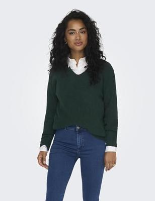 Only Onlcamilla V-neck L/s Pullover Knt Noos Trui Scarab