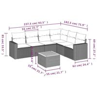 7-delige Loungeset met kussens poly rattan beige - thumbnail