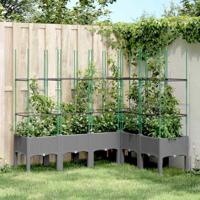 Plantenbak met latwerk 160x120x142,5 cm polypropeen lichtgrijs - thumbnail