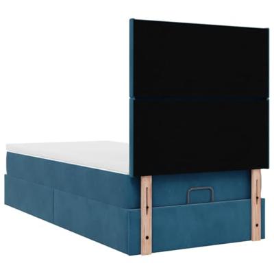 Ottoman bed met matrassen 90x190cm fluweel donkerblauw