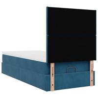 Ottoman bed met matrassen 90x190cm fluweel donkerblauw - thumbnail