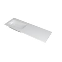 INK Faktor Wastafel Polystone Links met 1 Kraangat - 1400x450x15 mm - Glans Wit - thumbnail