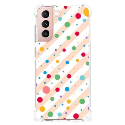 Samsung Galaxy S21 FE Doorzichtige Silicone Hoesje Dots Samsung Galaxy S21 FE Doorzichtige Silicone Hoesje Dots