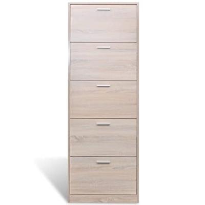 Schoenenkast hout met 5 opbergvakken eiken-look Schoenenkast hout met 5 opbergvakken eiken-look