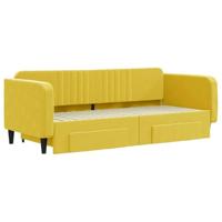 Slaapbank met onderschuifbed en lades 90x200 cm fluweel geel - thumbnail