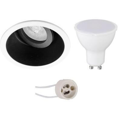 LED Inbouw Spot Set GU10 - Mat Zwart/Wit - 6W - Warm Wit 3000K - Kantelbaar