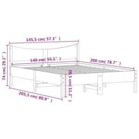 Bedframe massief grenenhout wit 140x200 cm - thumbnail