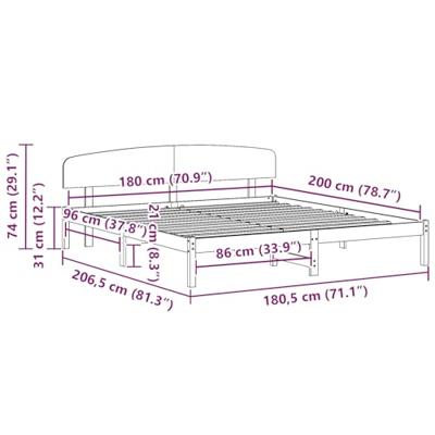 Bedframe met hoofdeinde Bruin 180 x 200 cm Massief grenenhout Bedframe met hoofdeinde Bruin 180 x 200 cm Massief grenenhout