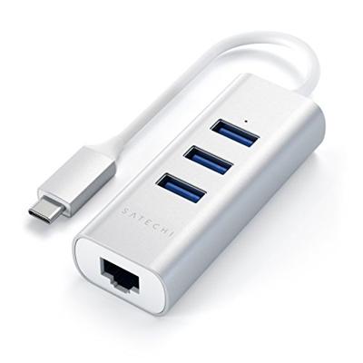 SATECHI Type-C 2-in-1 USB 3.0 Aluminium 3 Poort Hub Met Ethernet - Voor M2/ M1 Macbook Pro/Air, M2/ M1 iPad Pro/Air, M2 Mac Mini, iMac M1 (Zilver)