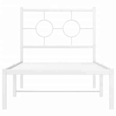 Bedframe met hoofdbord metaal wit 80x200 cm Bedframe met hoofdbord metaal wit 80x200 cm
