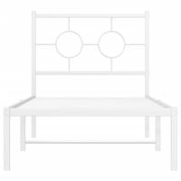 Bedframe met hoofdbord metaal wit 80x200 cm - thumbnail