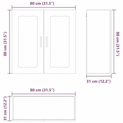 Keukenkast Kalmar Grijs Sonoma 80 x 31 x 80 cm Bewerkt hout