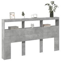 Hoofdbordkast met LED-verlichting 180x17x102 cm betongrijs - thumbnail