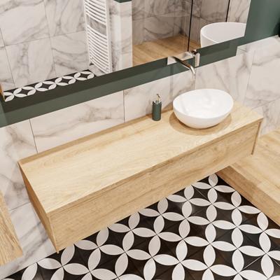 Mondiaz Lush Barco badmeubel Washed oak 150 cm 1 lade mdf 1 waskom rechts zonder kraangat Mondiaz Lush Barco badmeubel Washed oak 150 cm 1 lade mdf 1 waskom rechts zonder kraangat