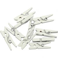 Creotime mini wasknijpers 2,5 x 0,3 cm wit 36 stuks - thumbnail